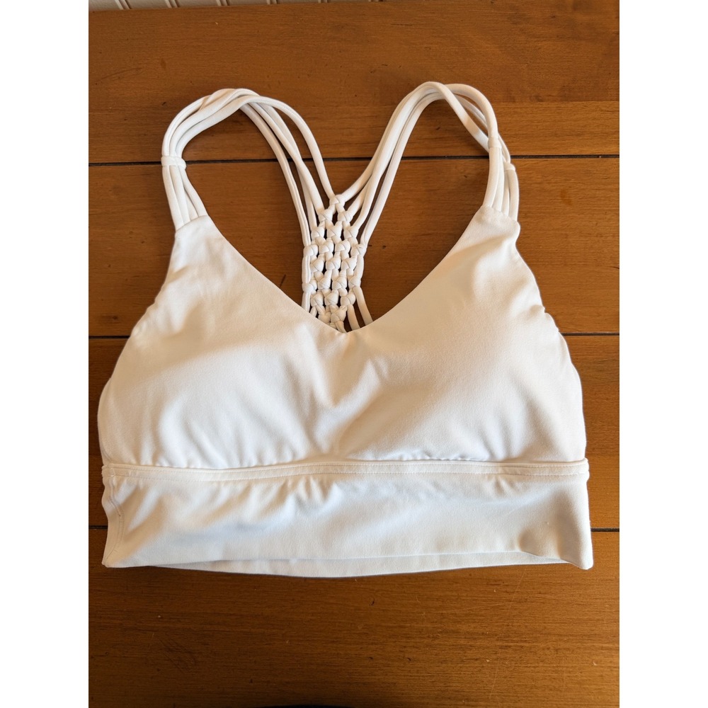 OFFLINE by Aerie Real Me Xtra White Macrame Strappy Longline Sports Bra Small